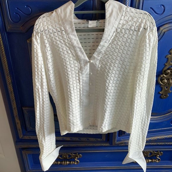 Madison Gray Tops - Vintage Madison Gray Cream Pearl Button Top Large